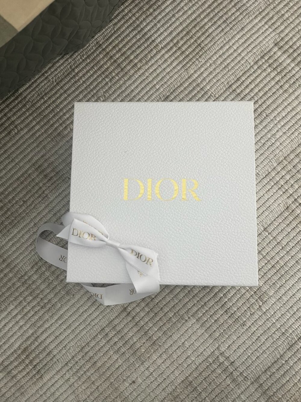 Dior White/Gold Gift Box 9”x9”x5” + Ribbon & Tissues Paper EMPTY